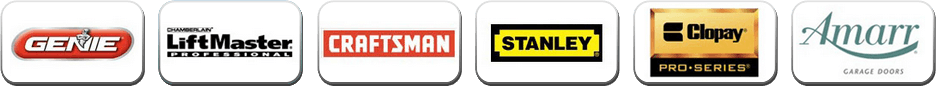 Garage door and opener brands serviced: Genie, LiftMaster, Craftsman, Stanley, Clopay, Amarr